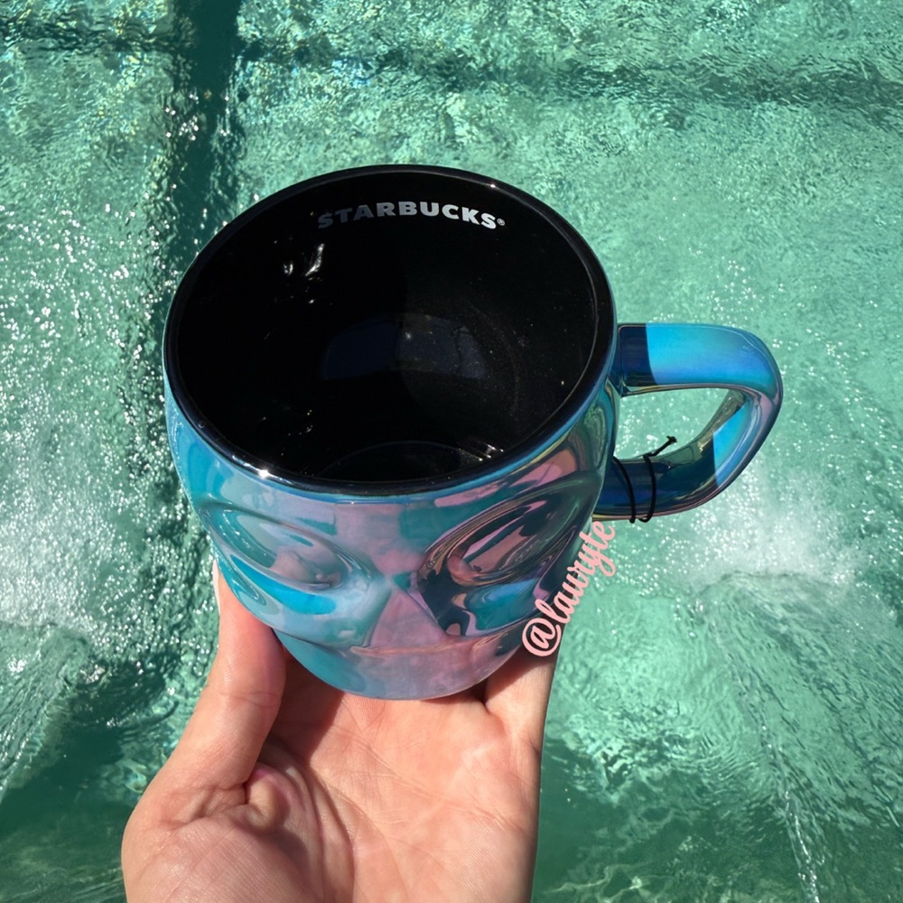 Starbucks 2025 Halloween Blue Oil Slick Skull Ceramic Mug - Picture 4 of 4
